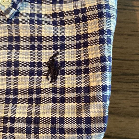 Ralph Lauren Kids Button Up Long Sleeve Shirt in Navy, Blue, White Checks - NEW - Picture 4 of 7